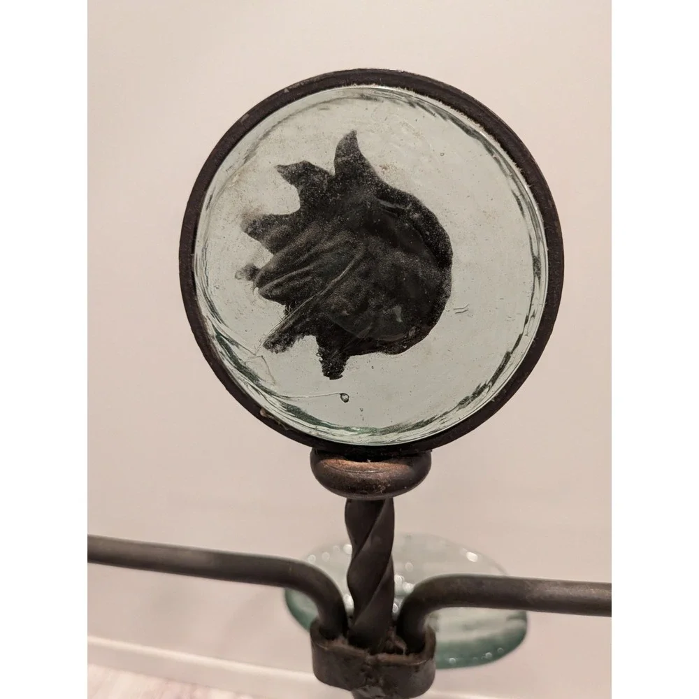 Rustic Countertop Forged Iron Hand Towel Holder Glass Soap Dish Sun Moon Emblem